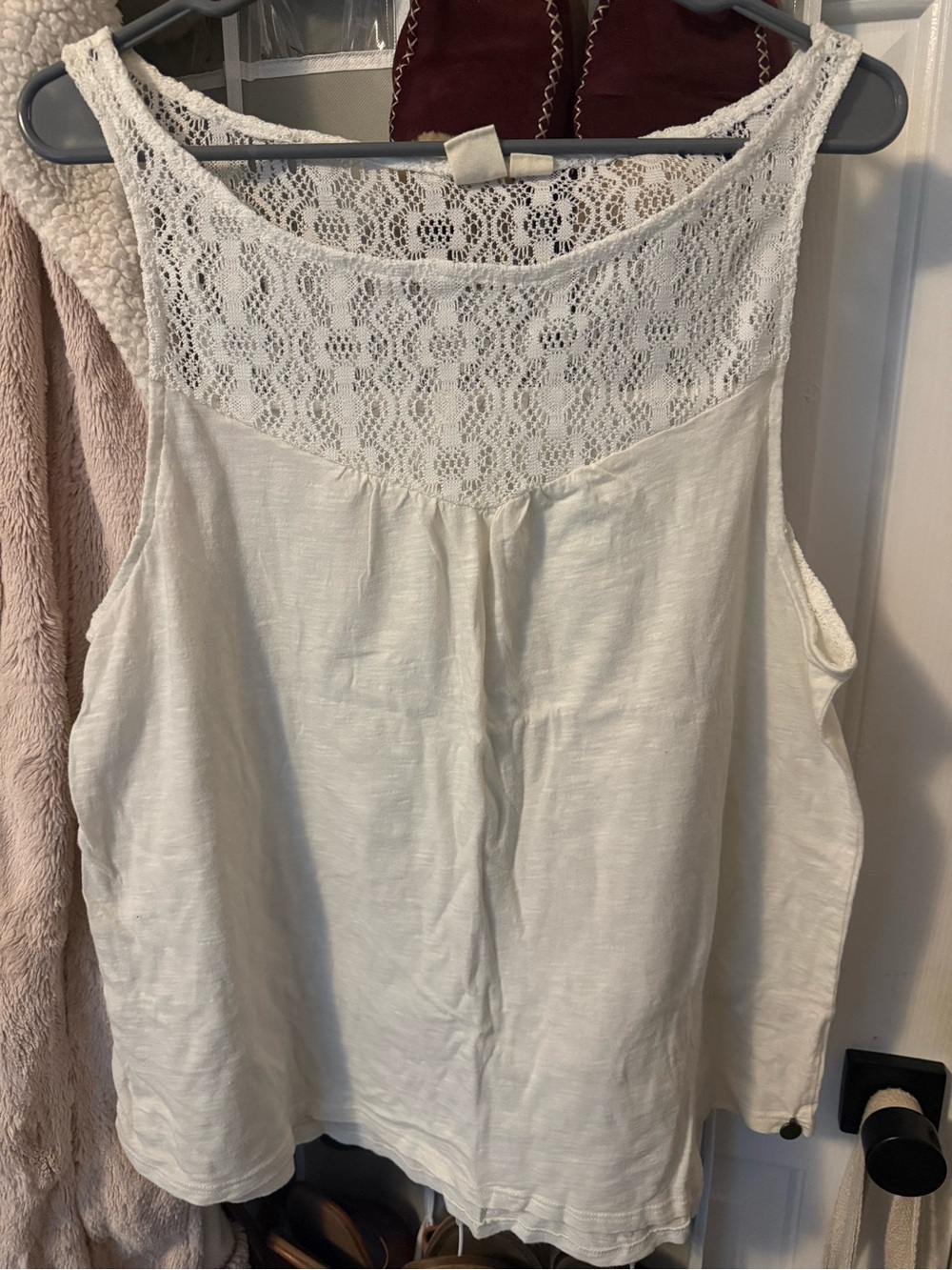Roxy White Lace Yoke Camisole Tank